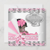 Invitation Baby shower rose et gris (Devant)