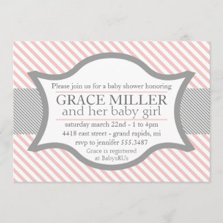 Invitation Baby shower rose et gris