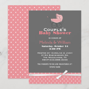 Invitation Baby shower rose et gris chic