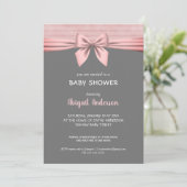 Invitation Baby shower rose et gris de cou (Debout devant)