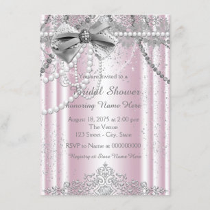 Invitation Baby Shower Rose et Gris Perlé