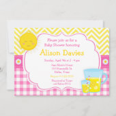 Invitation Baby shower rose et jaune citronné (Devant)
