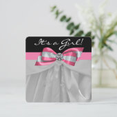 Invitation Baby shower rose et noir (Debout devant)