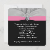 Invitation Baby shower rose et noir (Dos)