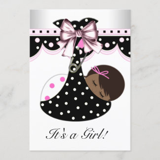 Invitation Baby Shower Rose et Noir
