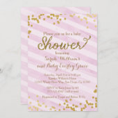 Invitation Baby shower rose et or (Devant / Derrière)