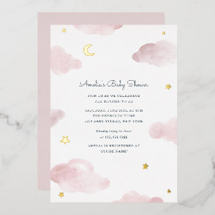 Invitation Baby shower rose et or Foil Sweet Dream