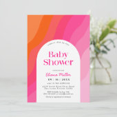 Invitation Baby shower rose et orange moderne (Debout devant)