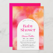 Invitation Baby Shower Rose et Orange Moderne  (Devant / Derrière)