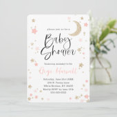 Invitation Baby shower rose et Parties scintillant or Twinkle (Debout devant)