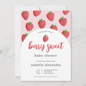 Invitation Baby Shower Rose et Sucré Fraise Douce (Devant)