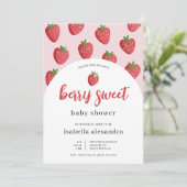 Invitation Baby Shower Rose et Sucré Fraise Douce (Debout devant)