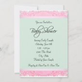 Invitation Baby shower rose et vert (Dos)