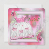 Invitation Baby shower rose et vert (Devant)