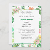 Invitation Baby shower rose et vert fleuri (Devant)