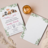 Invitation Baby shower rose Eucalyptus