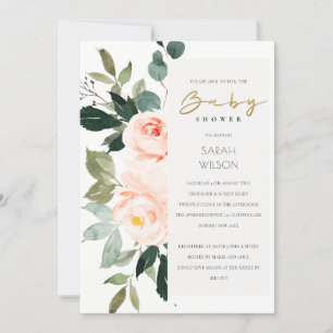 Invitation Baby shower rose Eucalyptus Blush Rose
