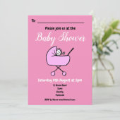 Invitation Baby shower rose fille (Debout devant)