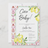 Invitation Baby shower rose Fille Citron Italienne (Devant)