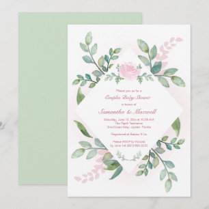 Invitation Baby shower rose fille, couples