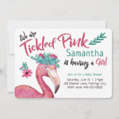 Invitation Baby shower rose Flamant rose (Devant)