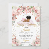 Invitation Baby shower rose Floral (Devant)
