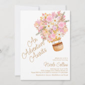 Invitation Baby shower rose Floral à air chaud (Devant)