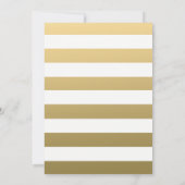 Invitation Baby shower Rose Floral Chic Gold White Stripes (Dos)
