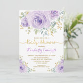 Invitation Baby shower rose floral de fille de Boho d'or (Debout devant)