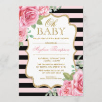 Baby shower rose floral de fille d'or noir rose