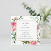 Invitation Baby shower rose floral et or élégant (Debout devant)