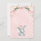Invitation Baby shower rose Floral Girl Elephant (Dos)