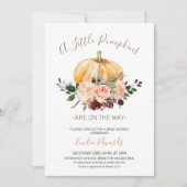 Invitation Baby shower rose Floral Little Citrouil (Devant)