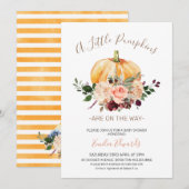 Invitation Baby shower rose Floral Little Citrouil (Devant / Derrière)