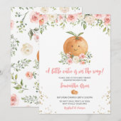 Invitation Baby shower rose floral Little Cutie (Devant / Derrière)