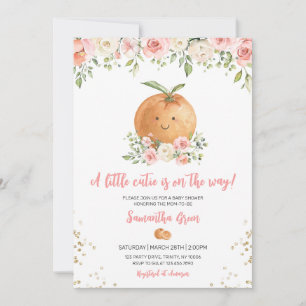 Invitation Baby shower rose floral Little Cutie