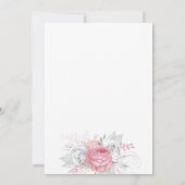 Invitation Baby shower rose floraux élégant argent blanc fill (Dos)