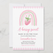 Invitation Baby Shower Rose Fraise (Devant)