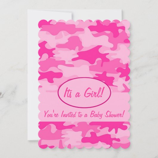Invitation Baby shower rose fuchsia de camouflage de Camo (Devant)