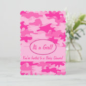 Invitation Baby shower rose fuchsia de camouflage de Camo (Debout devant)