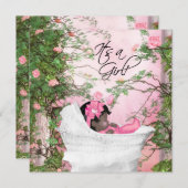 Invitation Baby shower Rose Garden (Devant / Derrière)