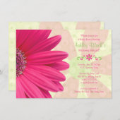 Invitation Baby shower rose Gerber Daisy (Devant / Derrière)