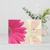 Invitation Baby shower rose Gerber Daisy (Debout devant)