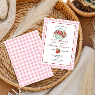 Invitation Baby Shower Rose Gingham Sucré