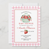 Invitation Baby Shower Rose Gingham Sucré (Devant)