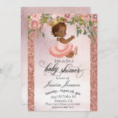 Invitation Baby shower Rose Gold Africain Américain (Devant / Derrière)