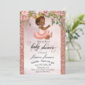 Invitation Baby Shower Rose Gold Afro-Américain  (Debout devant)