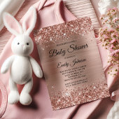 Invitation Baby shower Rose Gold Glittery Foil Fancy Script