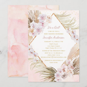 Invitation Baby Shower Rose Gold Luxueux