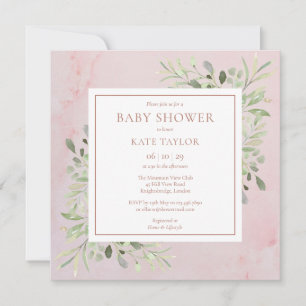 Invitation Baby-Shower Rose Gold Marble Sprinkle